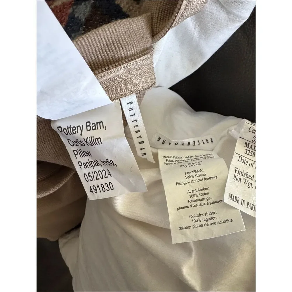 Pottery Barn Curtis Kilim Set of 2 Pillows Wool/ Cotton Blend Multi Colored EUC
